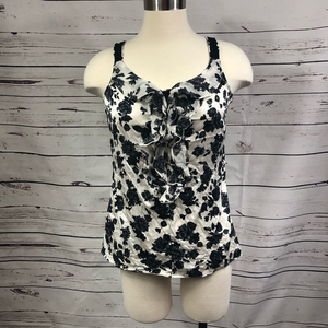WHBM Black Floral‎ Silk Top